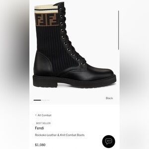Fendi Black Leather Combat Boots